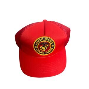 Vintage ami‎ United States Marine Corps Military Snapback Mesh Trucker Red Hat